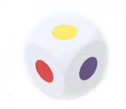 Dé bois 6 points couleur 25 mm pour jeu noir violet rouge vert jaune bleu