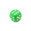 Dé bois vert 16 mm points dorés de 1 à 6 pour jeu de société