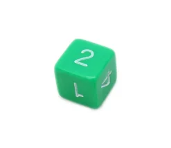 Dé chiffre 15 mm VERT coins droits D6 chiffres 1 à 6