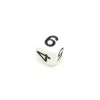 Dé chiffres 123456 en 16 mm BLANC écriture noire