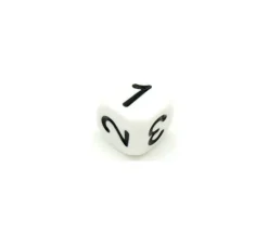 Dé chiffres 123456 en 16 mm BLANC écriture noire