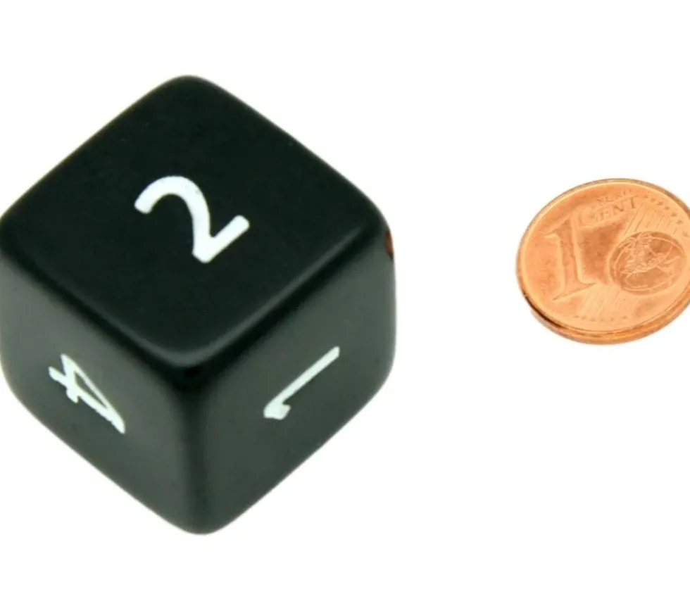 Dé chiffres 24 mm opaques cubes coins droits à l'unité (couleur au hasard)