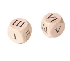 Dé chiffres romains I,II,III,IV,V,VI 16 mm en bois naturel