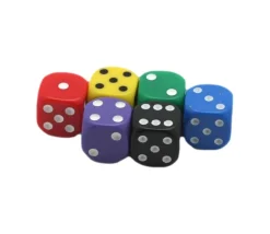 Dé couleurs 14 mm de 1 à 6 pour jeu de société coins arrondis à l'unité