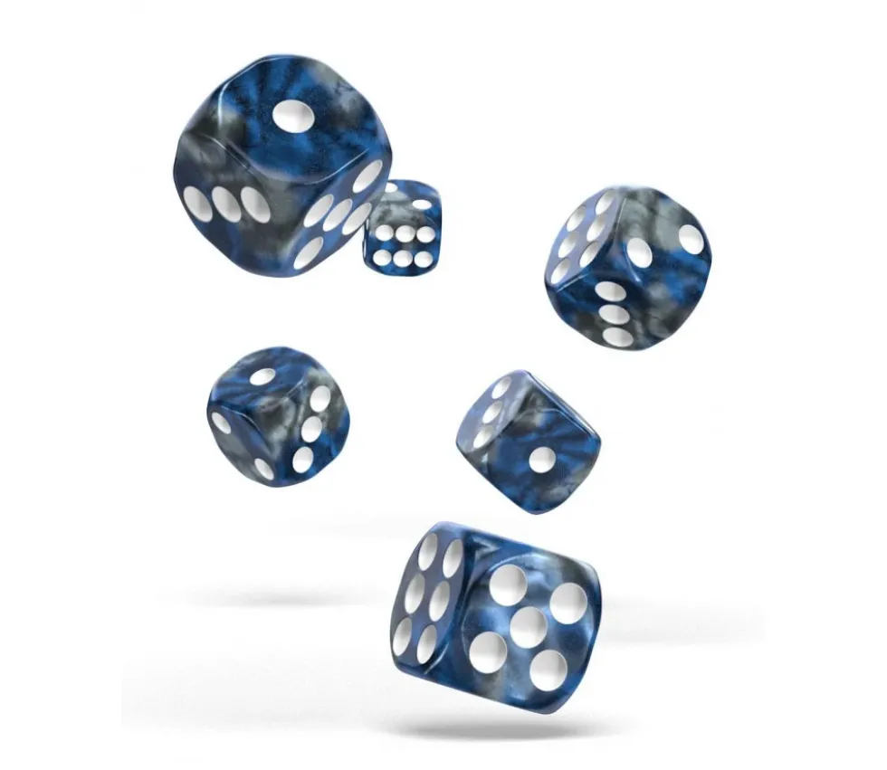 Dé design 16 mm marbré bleu et gris Oakie Doakie