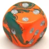 Dé design orange effet artistique 15 mm