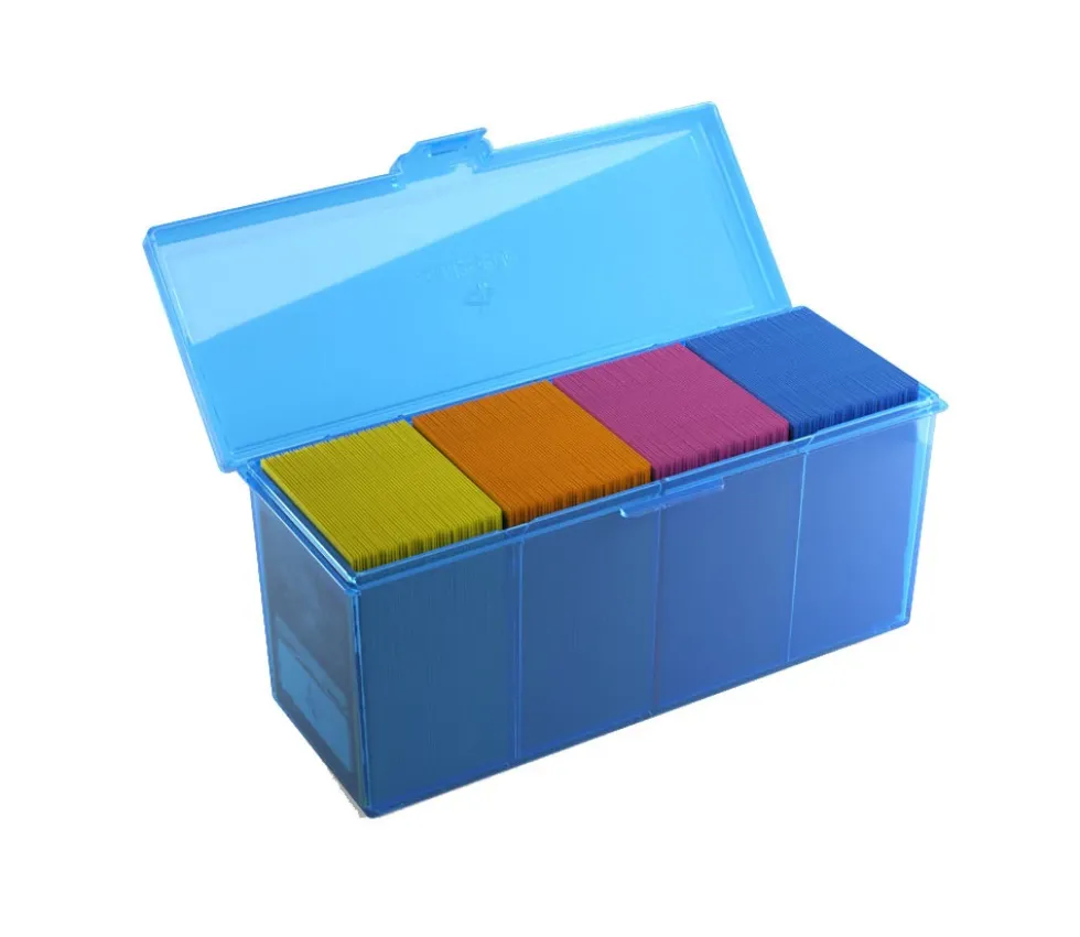 Deck box +320 cartes Boite 4 compartiments bleu plastique 21.7 x 8.2 x 10 cm vide