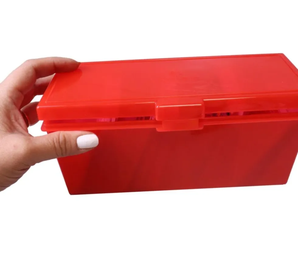 Deck box +320 cartes Boite 4 compartiments rouge plastique 21.7 x 8.2 x 10 cm vide