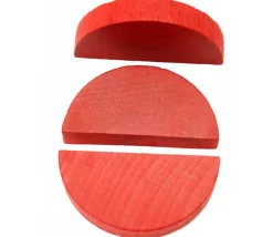 Demi-rond rouge en bois 42 x 23 x 8 mm pion de jeu