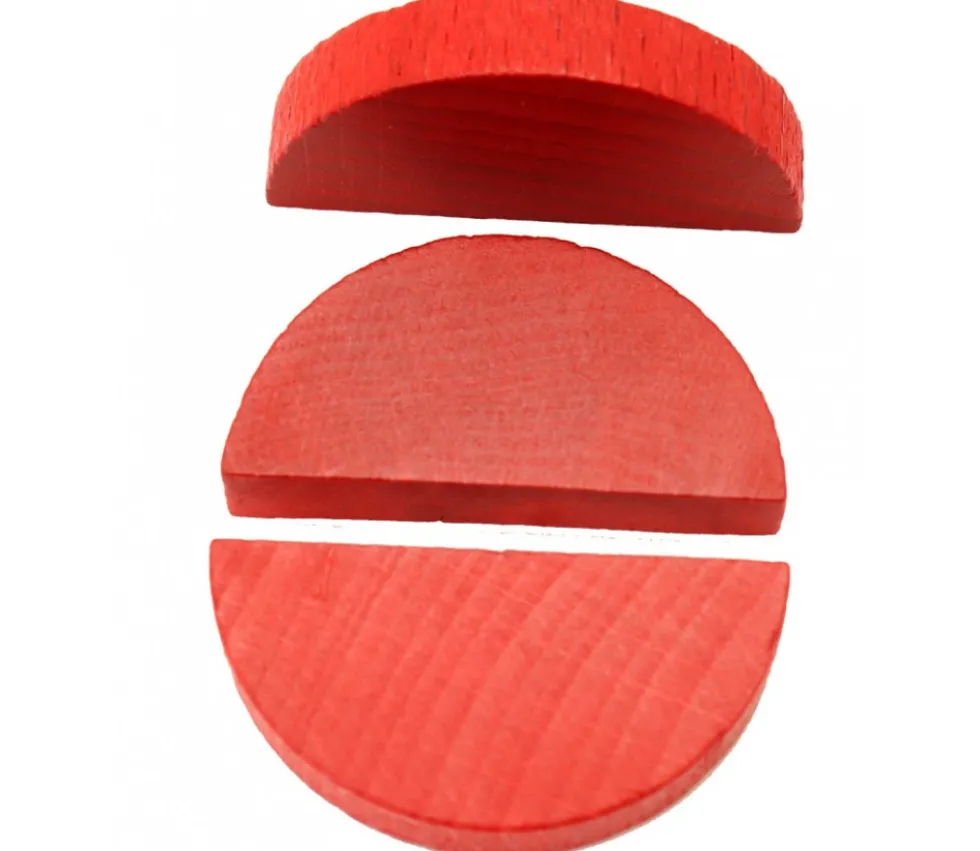 Demi-rond rouge en bois 42 x 23 x 8 mm pion de jeu