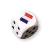 Dé en bois avec points 1 à 5 et 1 face drapeau français 16 mm