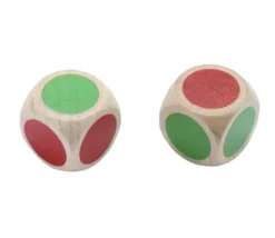 Dé en bois bicolore rouge et vert 16 mm