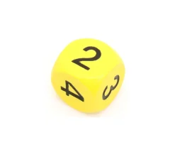 Dé 2 2 3 3 4 4 en bois de 16 mm jaune