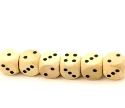 Dé 1 2 2 3 3 4 en bois 16 mm avec les points