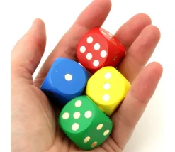 Dé en bois 25 mm bleu de 1 à 6 pour jeux