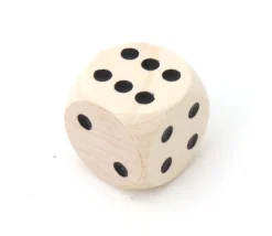 Dé en bois 20 mm de 1 à 6 pour jeu de société