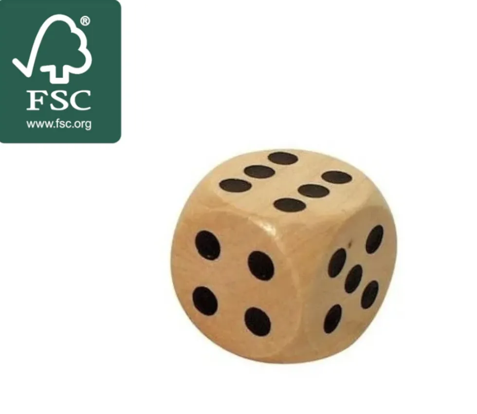 Dé en bois 25 mm de 1 à 6 pour jeu de société