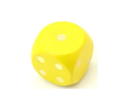 Dé en bois 25 mm jaune de 1 à 6 pour jeux