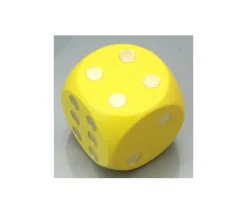 Dé en bois 25 mm jaune de 1 à 6 pour jeux