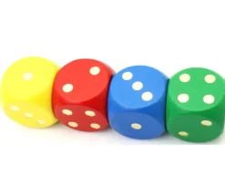 Dé en bois 25 mm rouge de 1 à 6 pour jeux
