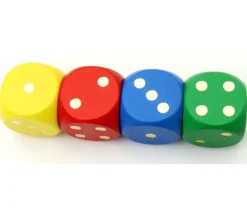 Dé en bois 25 mm vert de 1 à 6 pour jeux