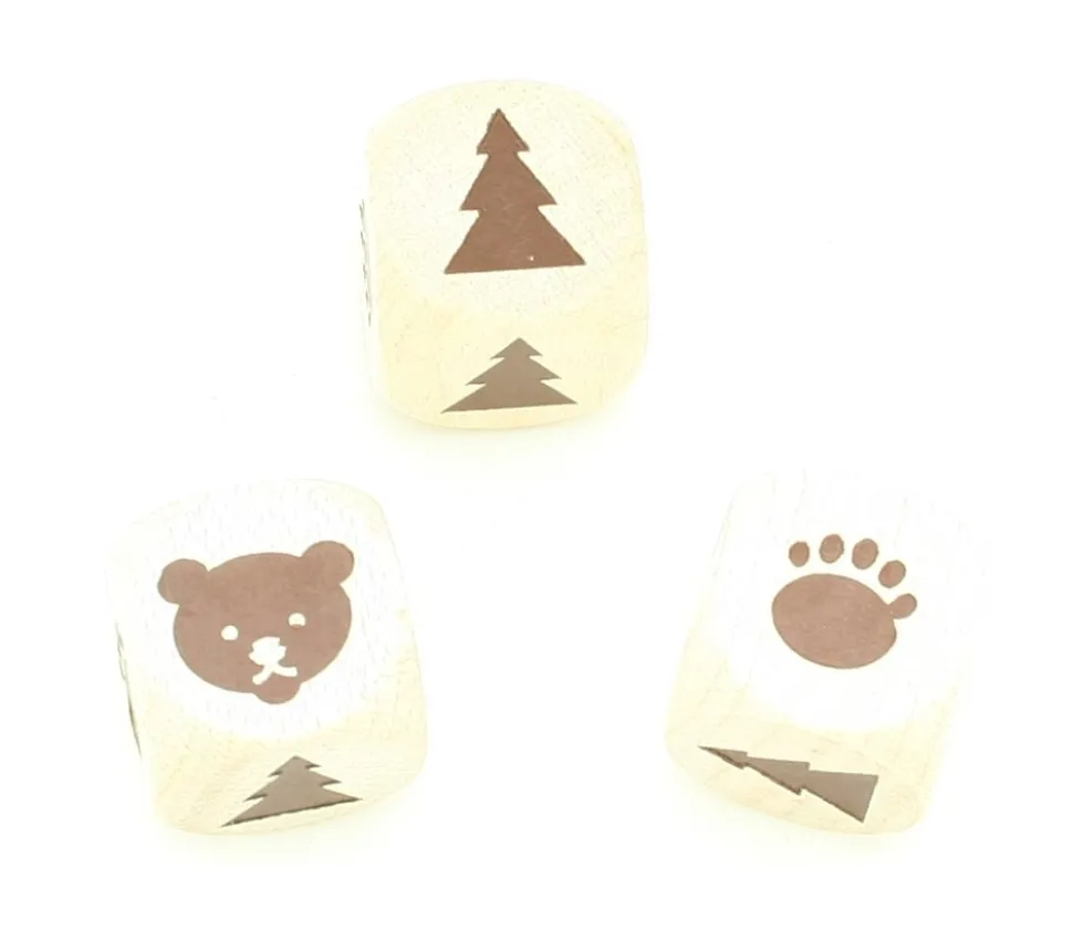Dé en bois ours patte sapin 18 mm