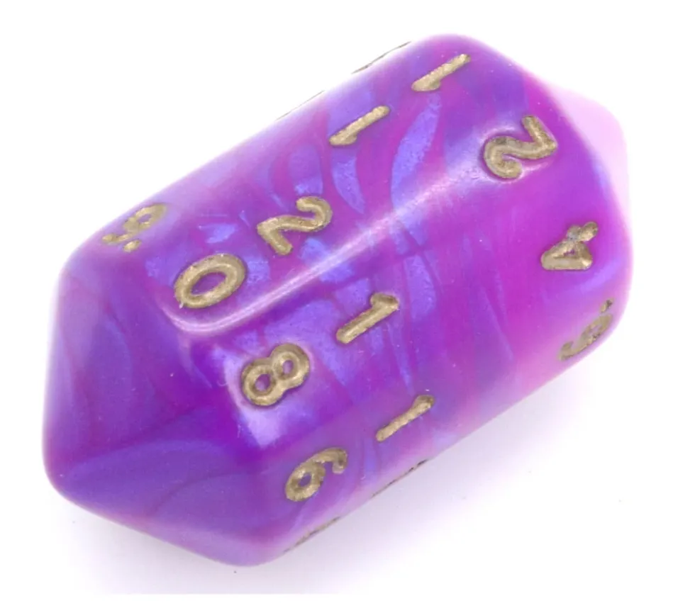 Dé 20 faces baril - barrel dice à l'unité (couleur mise au hasard)