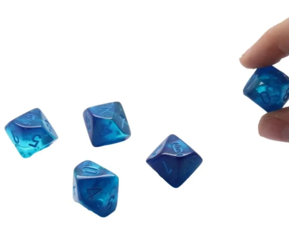 Dé 10 faces bleu Luminary chiffres bleus