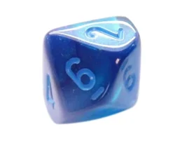 Dé 10 faces bleu Luminary chiffres bleus