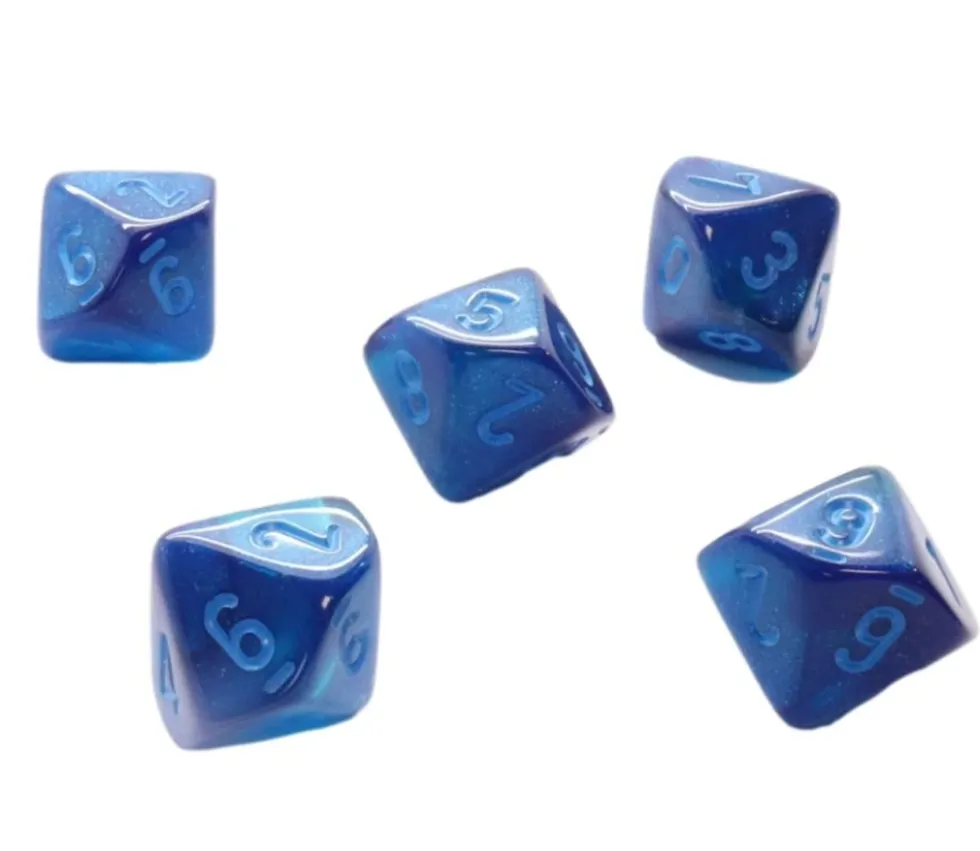 Dé 10 faces bleu Luminary chiffres bleus