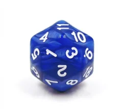 Dé 30 faces bleu nacré D30 de jeu