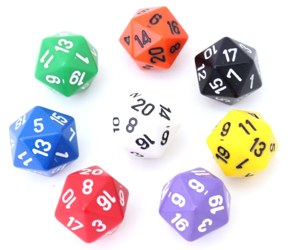 Dé 20 faces couleurs opaques jeux de rôle -D20 à l'unité