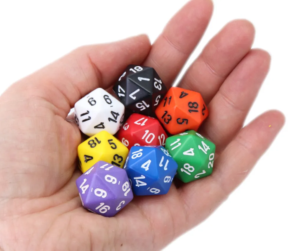 Dé 20 faces couleurs opaques jeux de rôle -D20 à l'unité