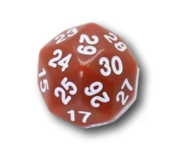Dé 30 faces cuivré D30 de jeu