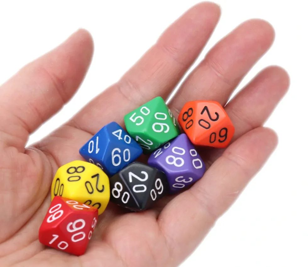 Dé à 10 faces DIZAINE 00 à 90 opaque jeux de rôle d10