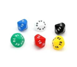 Dé 10 faces DIZAINE 00 à 90 opaques Jumbo 35 mm à l'unité (couleur mise au hasard)