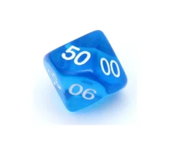 Dé 10 faces dizaine translucide de 00 à 90 à l'unité (couleur mise au hasard)