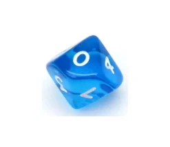 Dé 10 faces en translucide de 0 à 9 à l'unité (couleur mise au hasard)