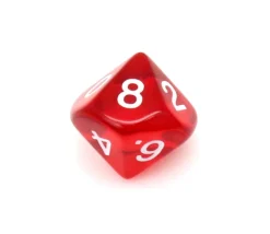 Dé 10 faces en translucide de 0 à 9 à l'unité (couleur mise au hasard)