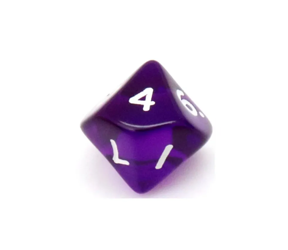 Dé 10 faces en translucide de 0 à 9 à l'unité (couleur mise au hasard)