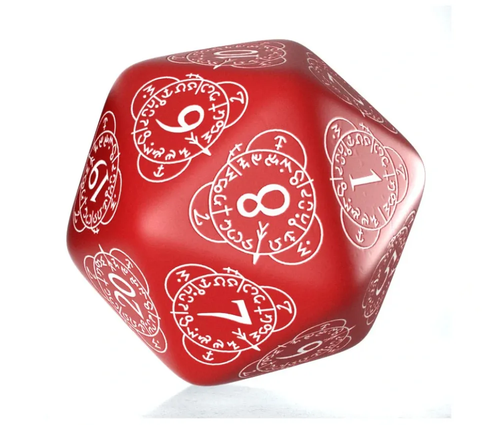 Dé 20 faces géant effet graphique compteur de niveau rouge