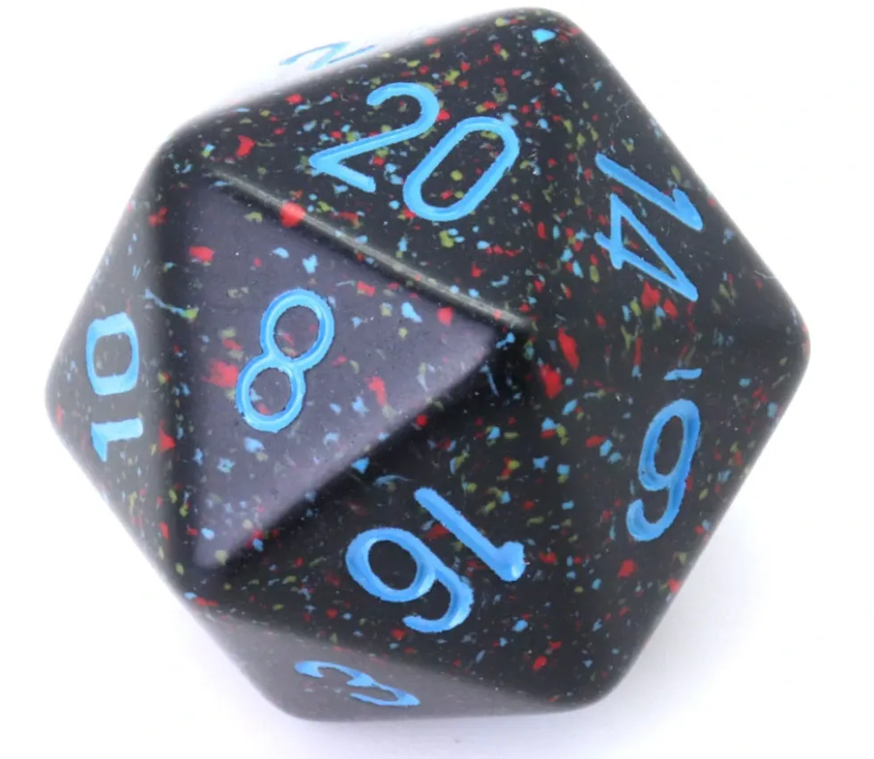 Dé 20 faces 34 mm Speckled ciel étoilé bleu foncé