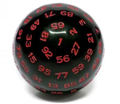 Dé 100 faces noir et rouge D100 de jeu