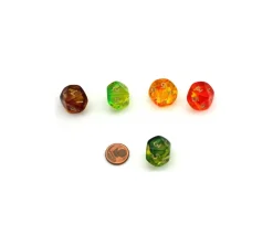 Dé 10 faces translucide bicolore de 0 à 9 à l'unité (couleur mise au hasard)