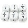 Dé fraction 1/2 2/4 1/3 2/3 1/4 3/4 en 22 mm