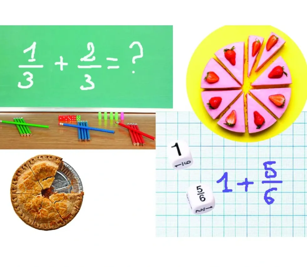 Dé fraction 1. 1/2. 1/3. 2/3. 1/6 et 5/6 en 16 mm