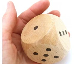 Dé géant en bois 5 cm 1 à 6 pour jeu - 50 mm