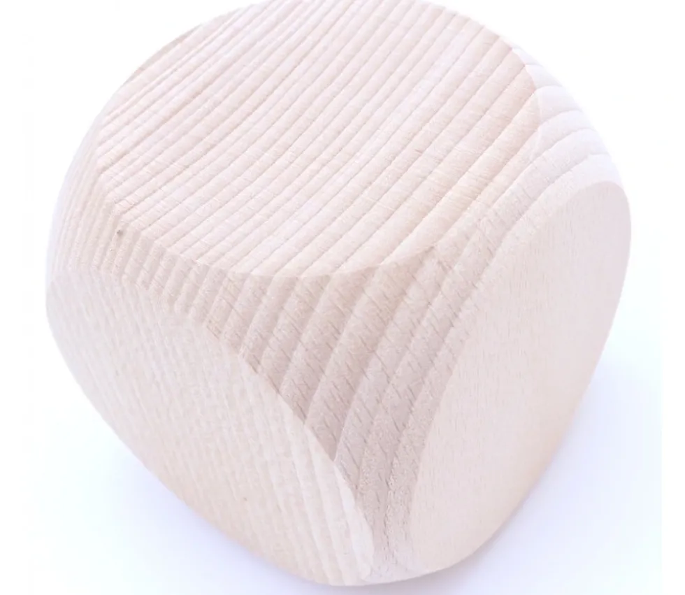 Dé géant 75 mm neutre en bois 7.5 cm sans marquage