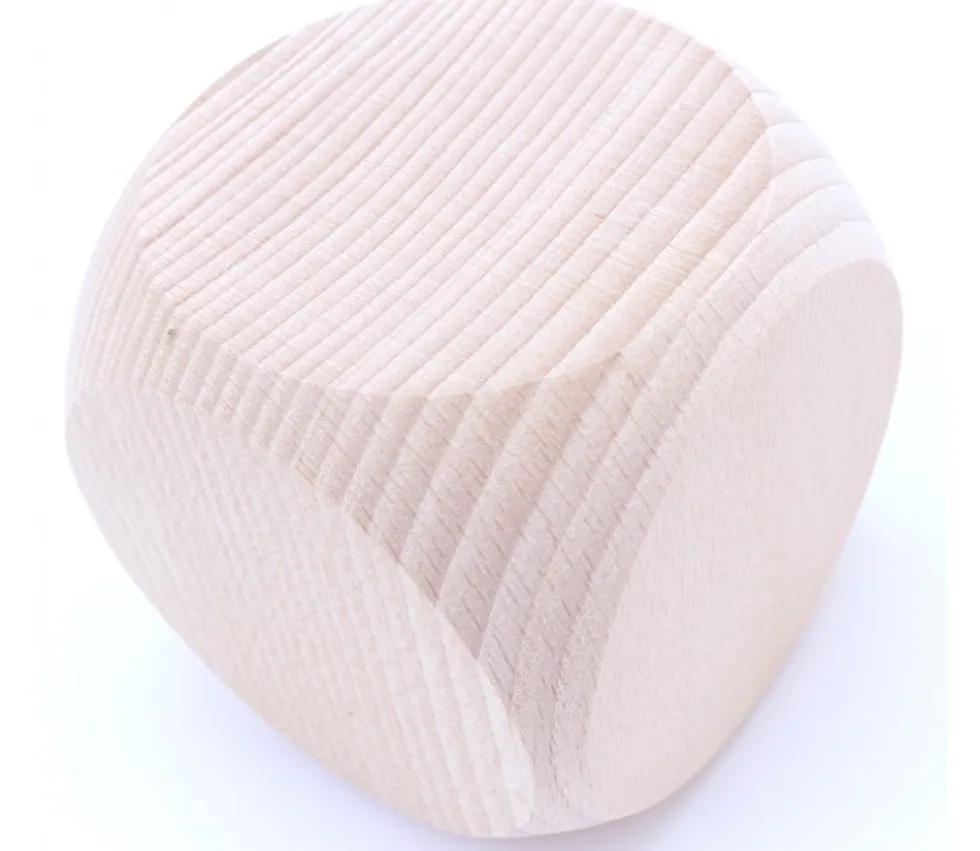 Dé géant 75 mm neutre en bois 7.5 cm sans marquage