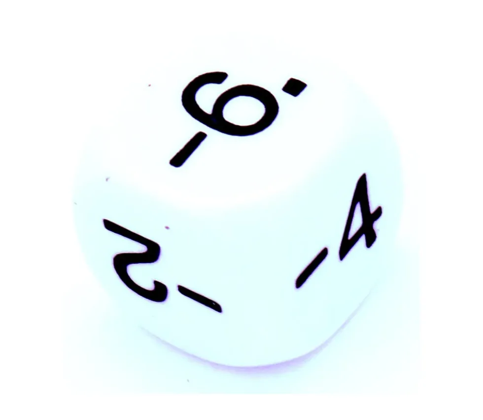 Dé 1 3 5 -2-4-6 impair positif et pair négatif en 16 mm